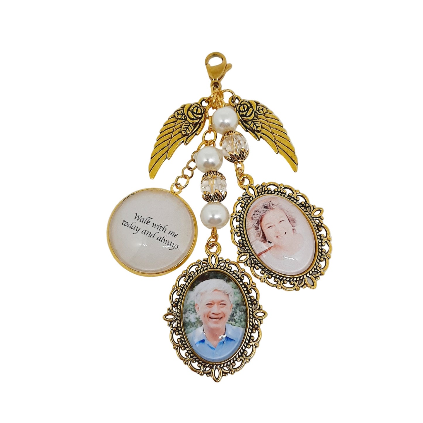 Double Photo Memorial Charm with Quote (Design D1, D2)