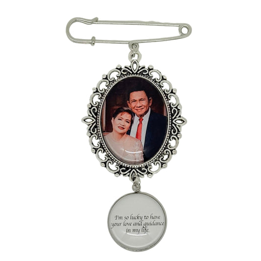 Silver XL Memorial Safety Pin Charm with Quote (Design F1)