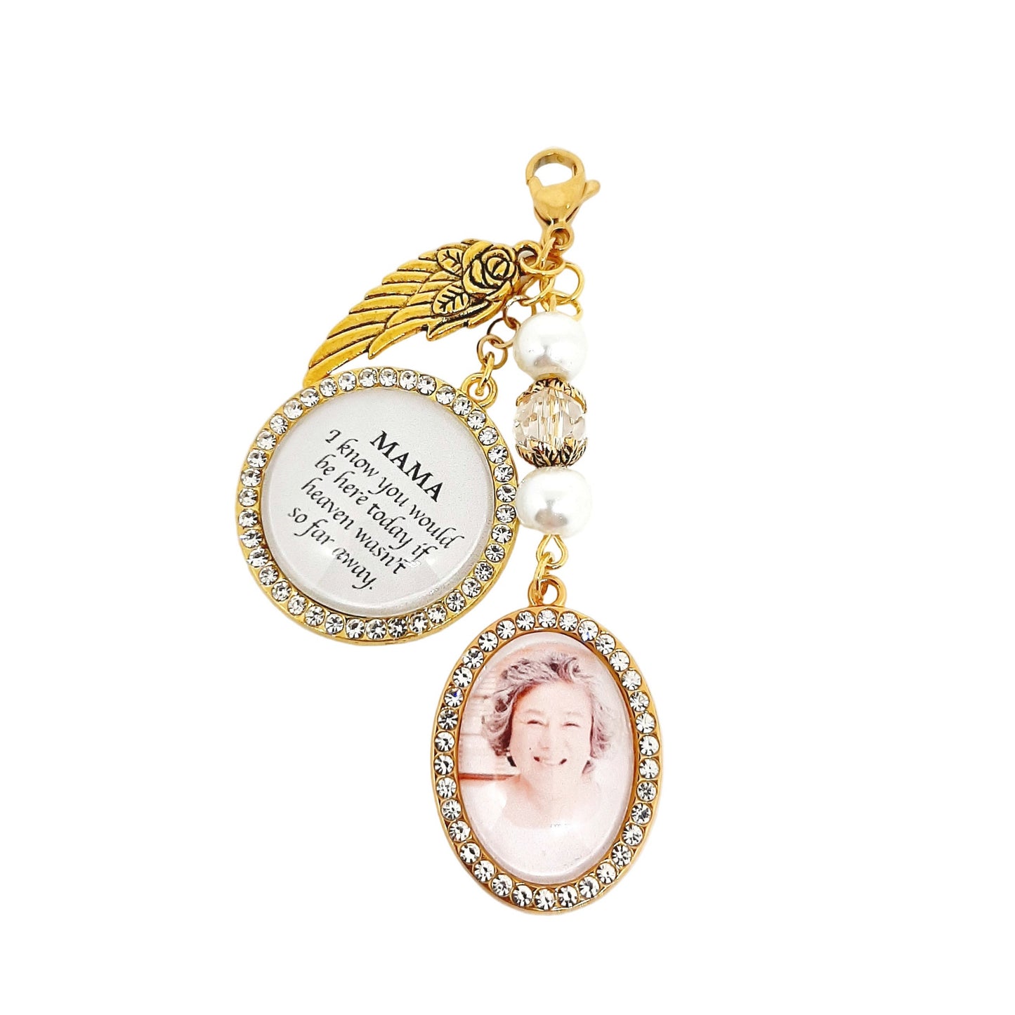 Medium Rhinestone Memorial Charm with Quote (Design AR1, AR2)