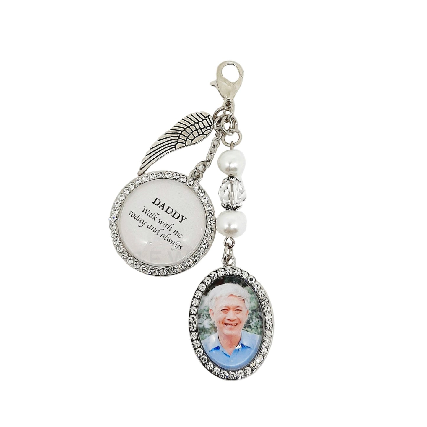 Medium Rhinestone Memorial Charm with Quote (Design AR1, AR2)