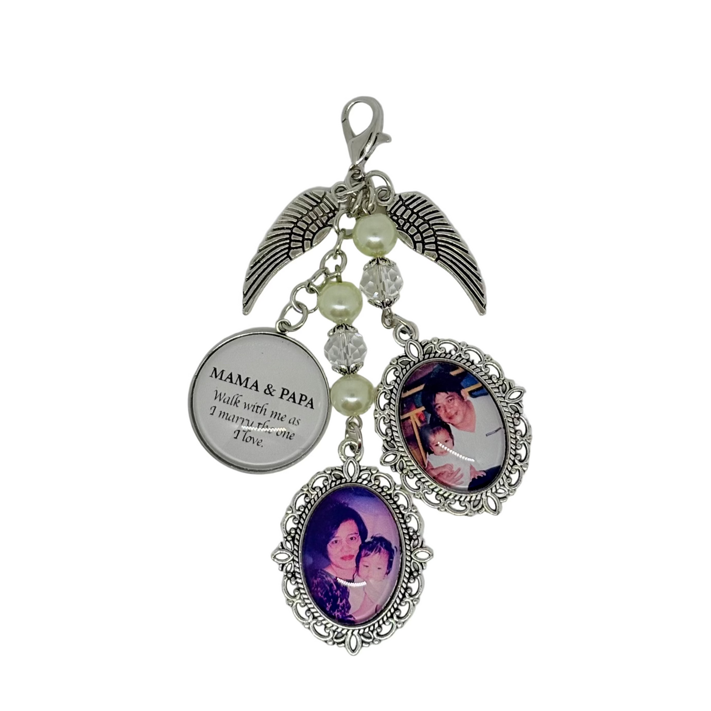 Double Photo Memorial Charm with Quote (Design D1, D2)