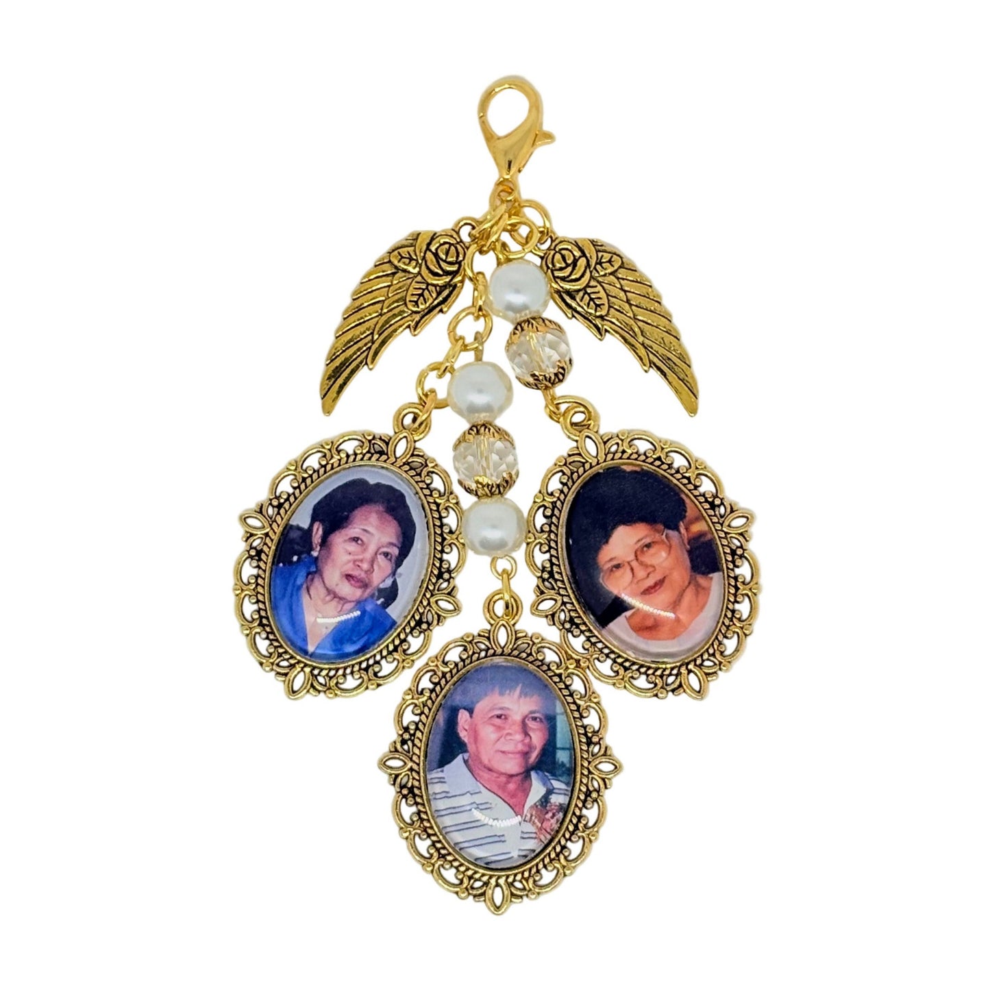 Triple Photo Memorial Charm with Quote (Design E1, E2)