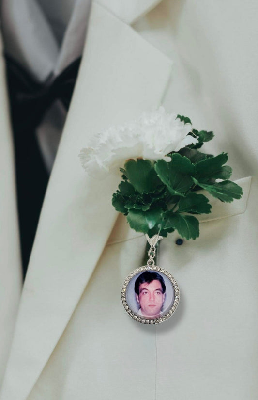 Circle Rhinestone Boutonniere / Bouquet Charm (Design C4, C9)