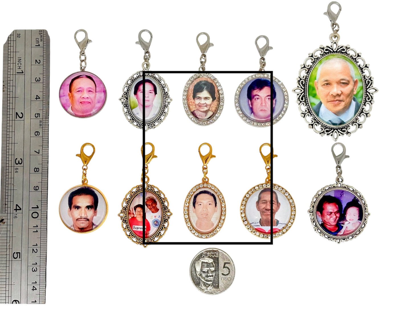 Medium Rhinestone Oval Boutonniere / Bouquet Charm (Design C3, C8)