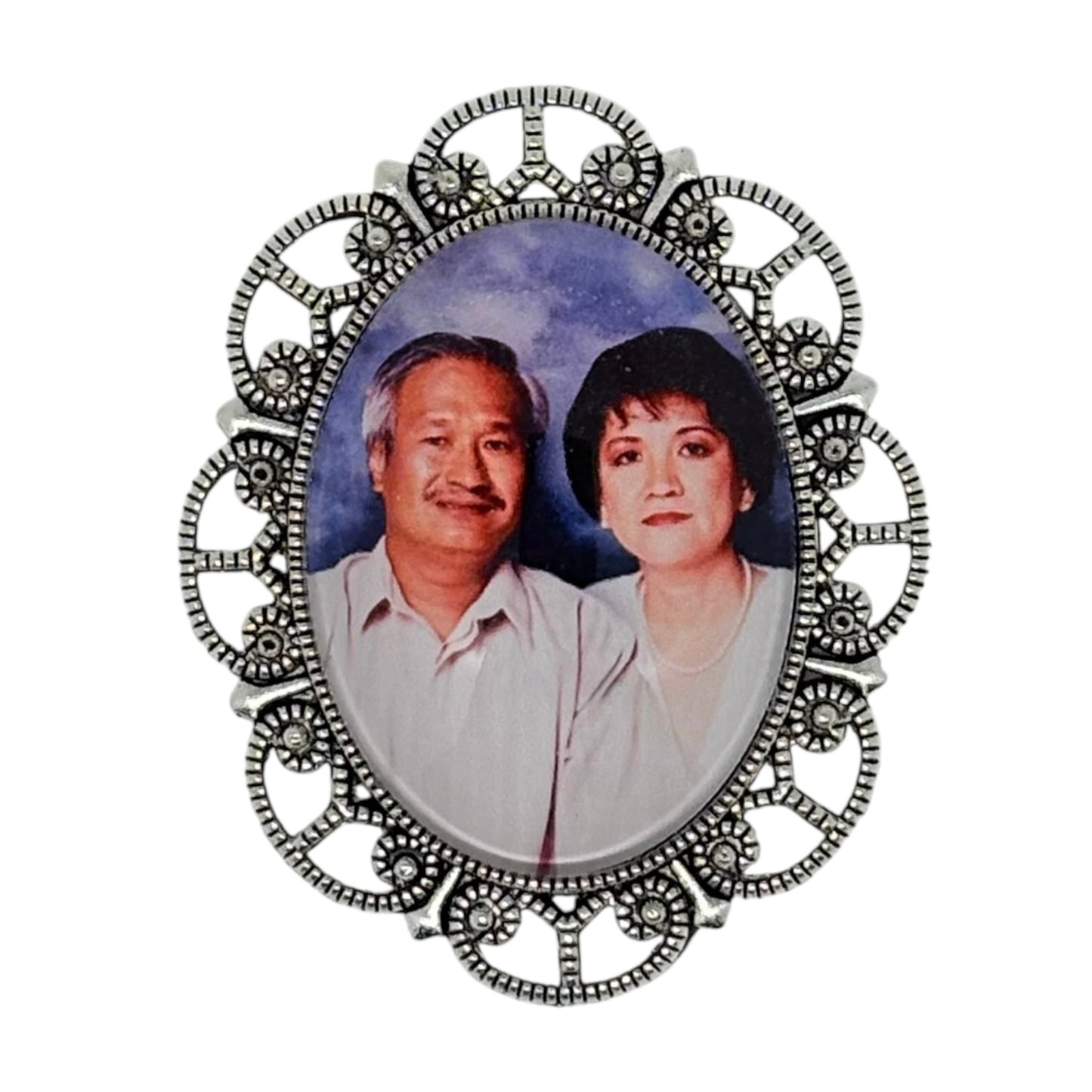 Silver XL Ornate Oval Pin (Design PS11)
