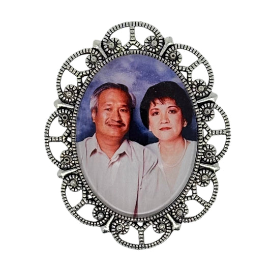 Silver XL Ornate Oval Pin (Design PS11)