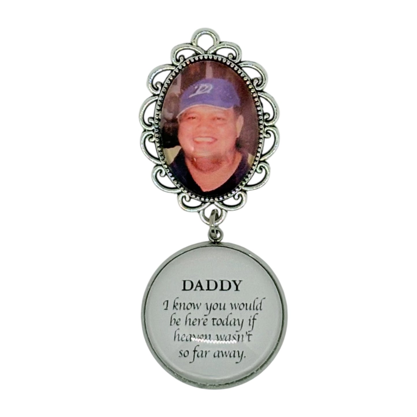 Silver Medium Memorial Pin with Quote (Design PT6)