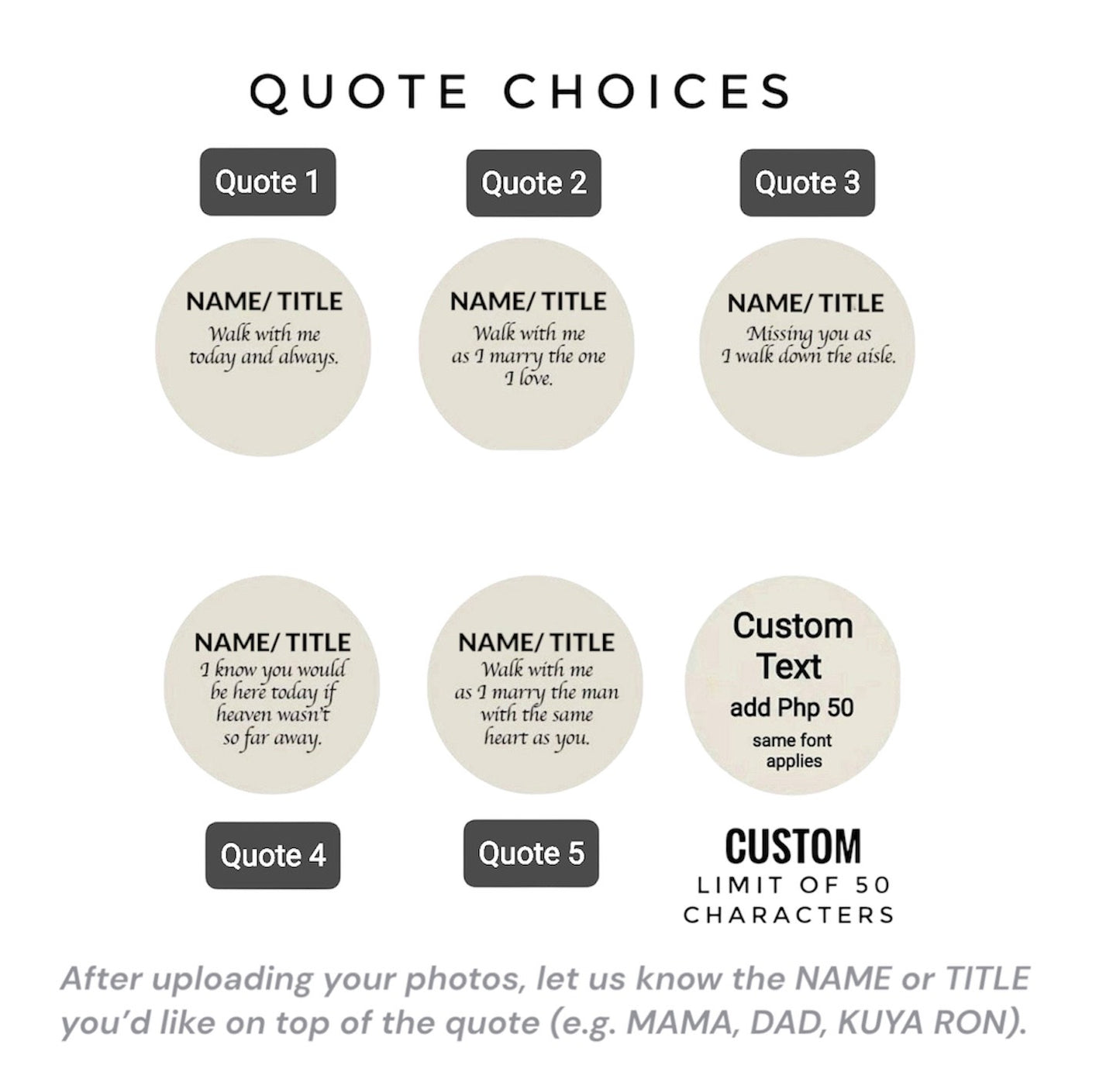 Triple Photo Memorial Charm with Quote (Design E1, E2)